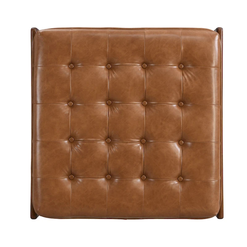 Christopher Knight Home – Ottoman cocktail capitonné 34, ottoman carré en cuir servant de table basse avec structure en bois d’hévéa