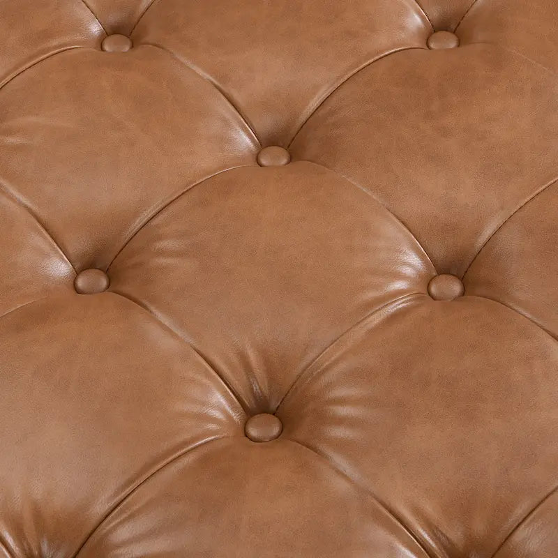 Christopher Knight Home – Ottoman cocktail capitonné 34, ottoman carré en cuir servant de table basse avec structure en bois d’hévéa