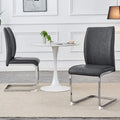 Ensemble moderne de 2 chaises de salle à manger avec dossier en PU, assise en mousse haute densité et pieds en métal arqués, pour la salle à manger, le salon ou la chambre