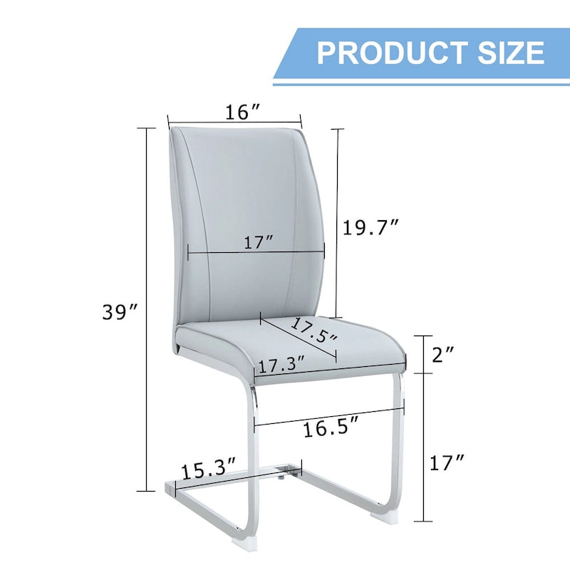 Ensemble moderne de 2 chaises de salle à manger avec dossier en PU, assise en mousse haute densité et pieds en métal arqués, pour la salle à manger, le salon ou la chambre