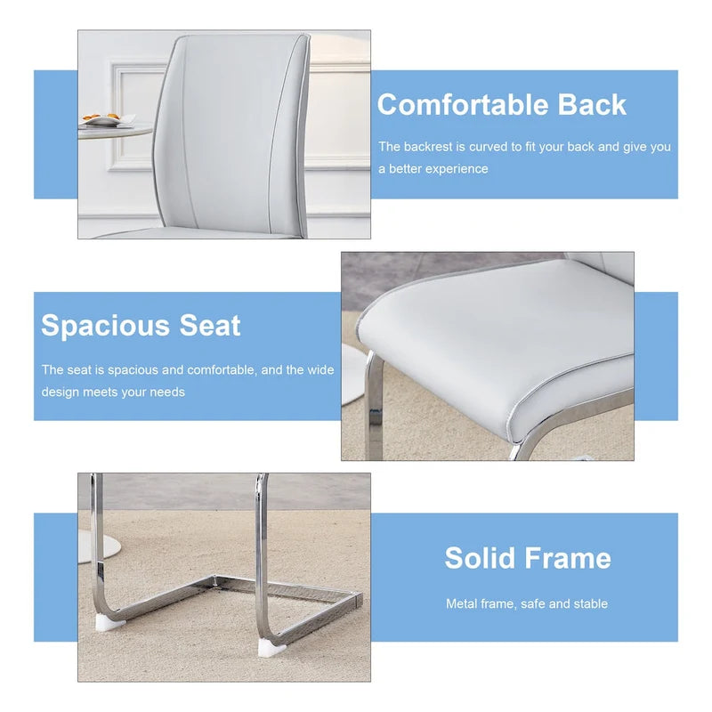Ensemble moderne de 2 chaises de salle à manger avec dossier en PU, assise en mousse haute densité et pieds en métal arqués, pour la salle à manger, le salon ou la chambre
