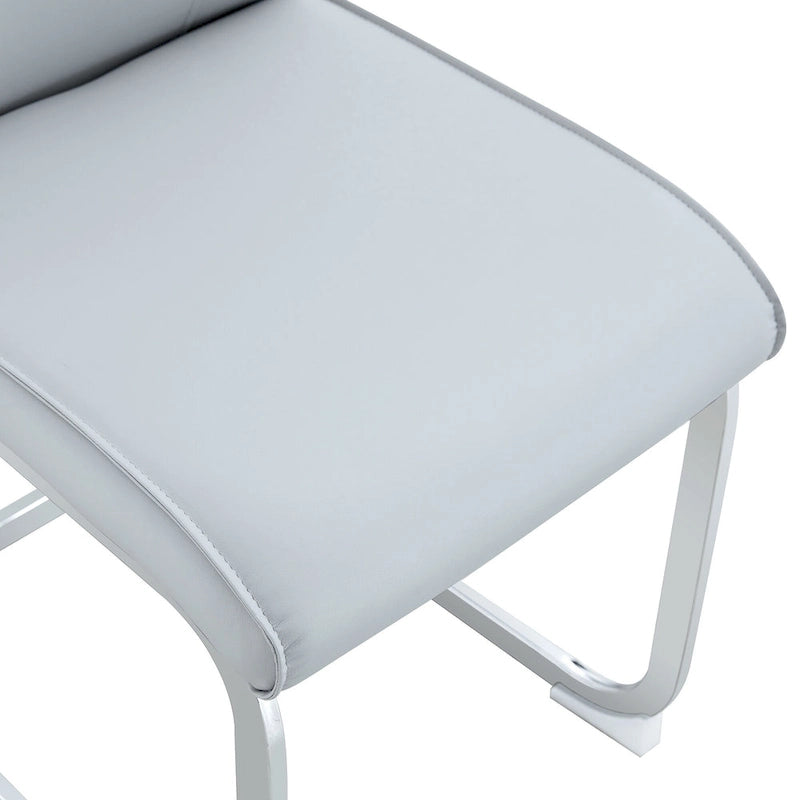 Ensemble moderne de 2 chaises de salle à manger avec dossier en PU, assise en mousse haute densité et pieds en métal arqués, pour la salle à manger, le salon ou la chambre