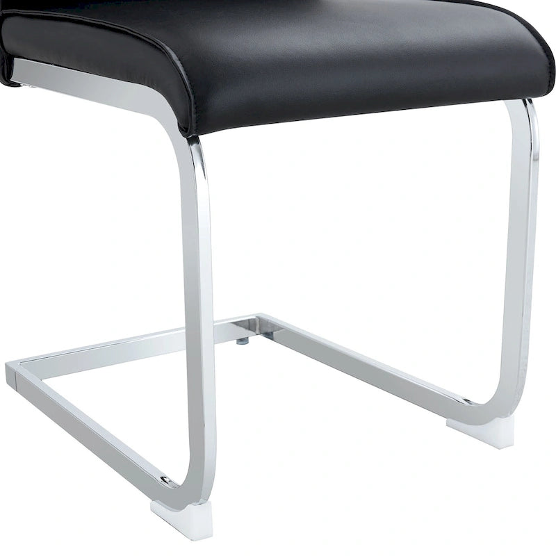Ensemble moderne de 2 chaises de salle à manger avec dossier en PU, assise en mousse haute densité et pieds en métal arqués, pour la salle à manger, le salon ou la chambre