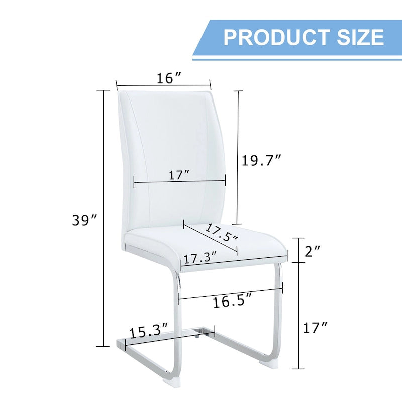 Ensemble moderne de 2 chaises de salle à manger avec dossier en PU, assise en mousse haute densité et pieds en métal arqués, pour la salle à manger, le salon ou la chambre