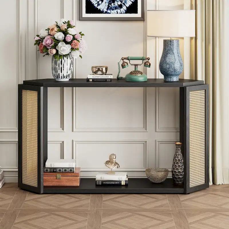 53 Arrow consoletafel met geweven rotan