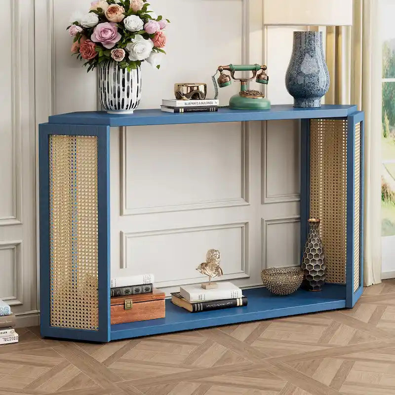 53 Arrow consoletafel met geweven rotan
