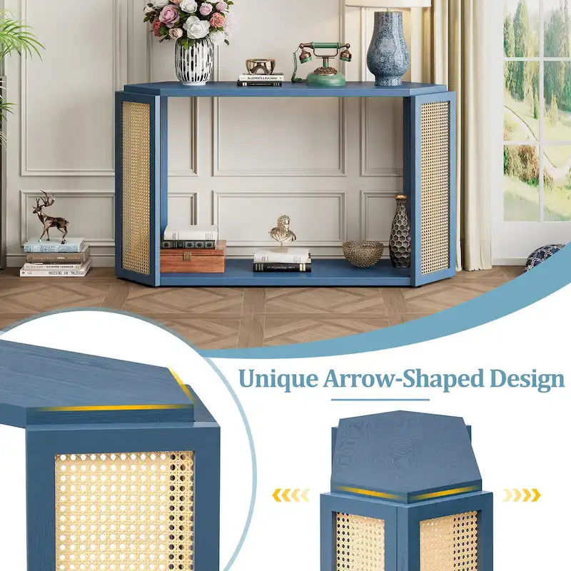 53 Arrow consoletafel met geweven rotan