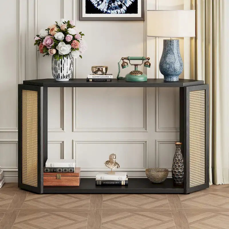 53 Arrow consoletafel met geweven rotan
