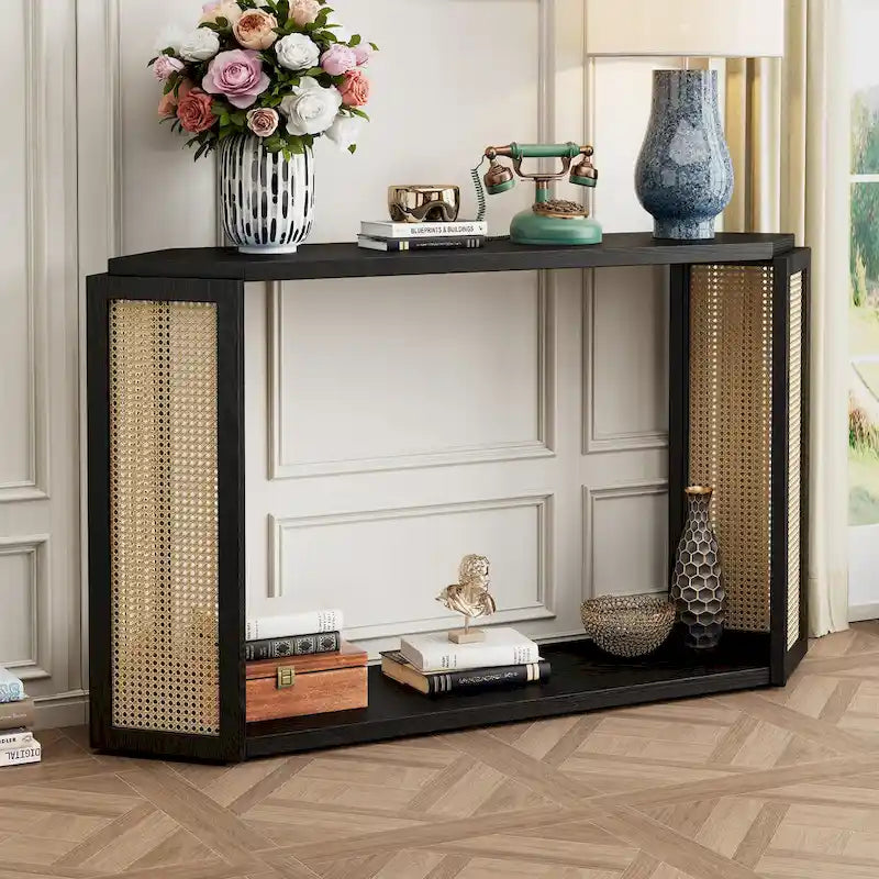 53 Arrow consoletafel met geweven rotan