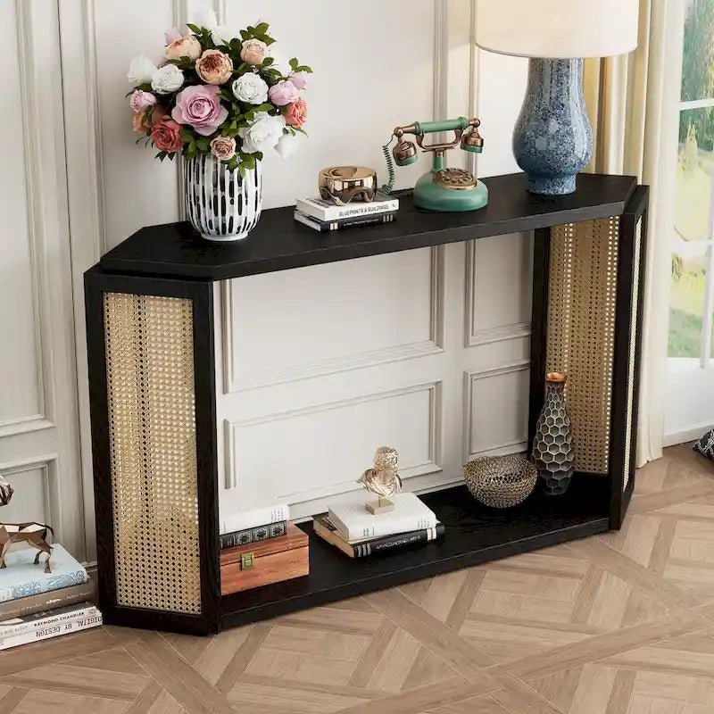 53 Arrow consoletafel met geweven rotan
