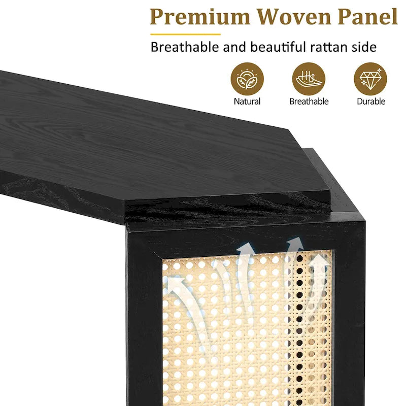 53 Arrow consoletafel met geweven rotan