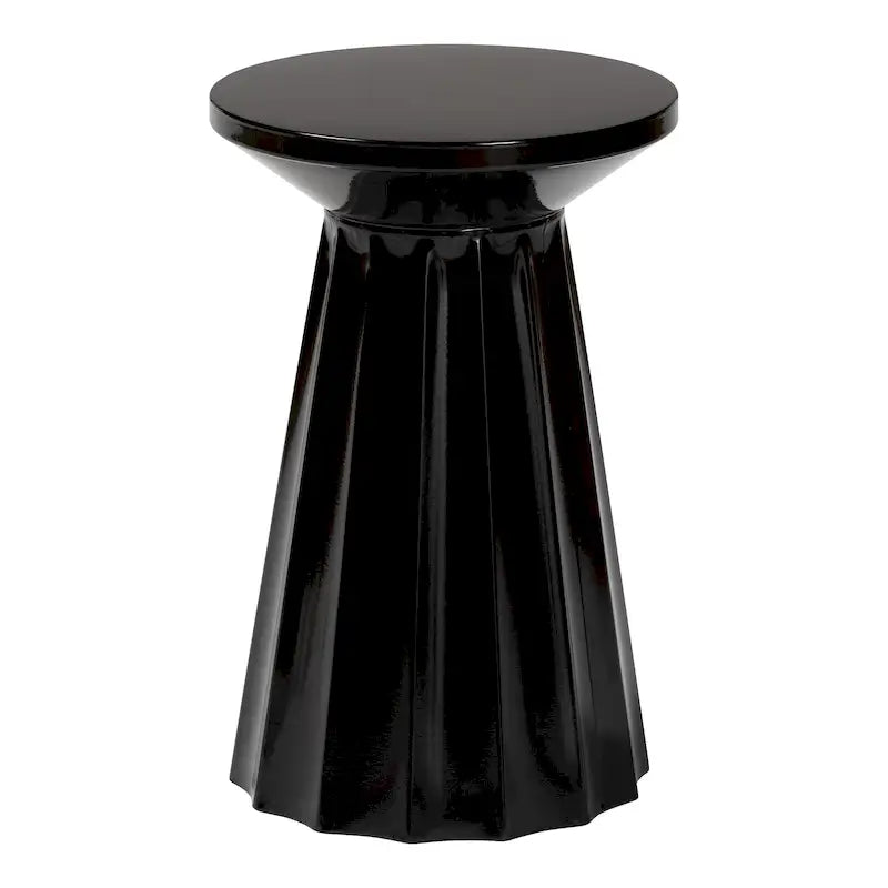 Table d’appoint ronde moderne en métal festonné Ulmer, pour intérieur ou extérieur semi-abrité