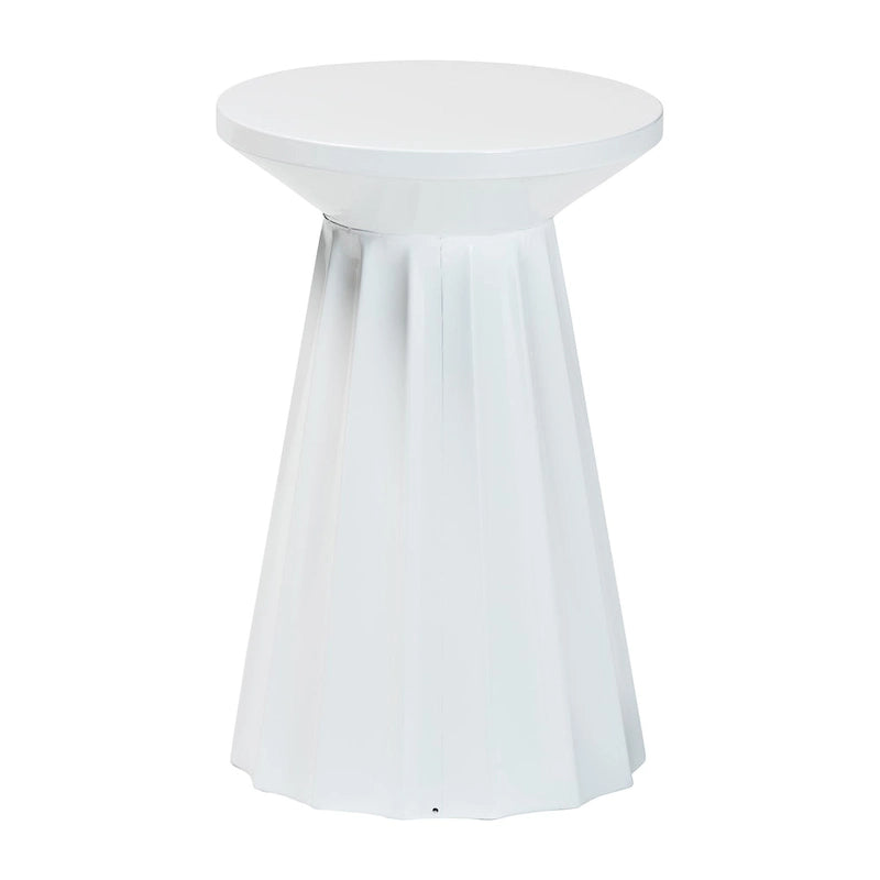 Table d’appoint ronde moderne en métal festonné Ulmer, pour intérieur ou extérieur semi-abrité