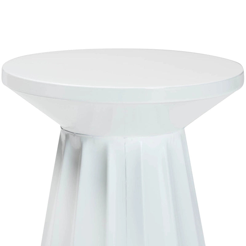 Table d’appoint ronde moderne en métal festonné Ulmer, pour intérieur ou extérieur semi-abrité