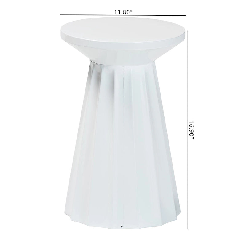 Table d’appoint ronde moderne en métal festonné Ulmer, pour intérieur ou extérieur semi-abrité