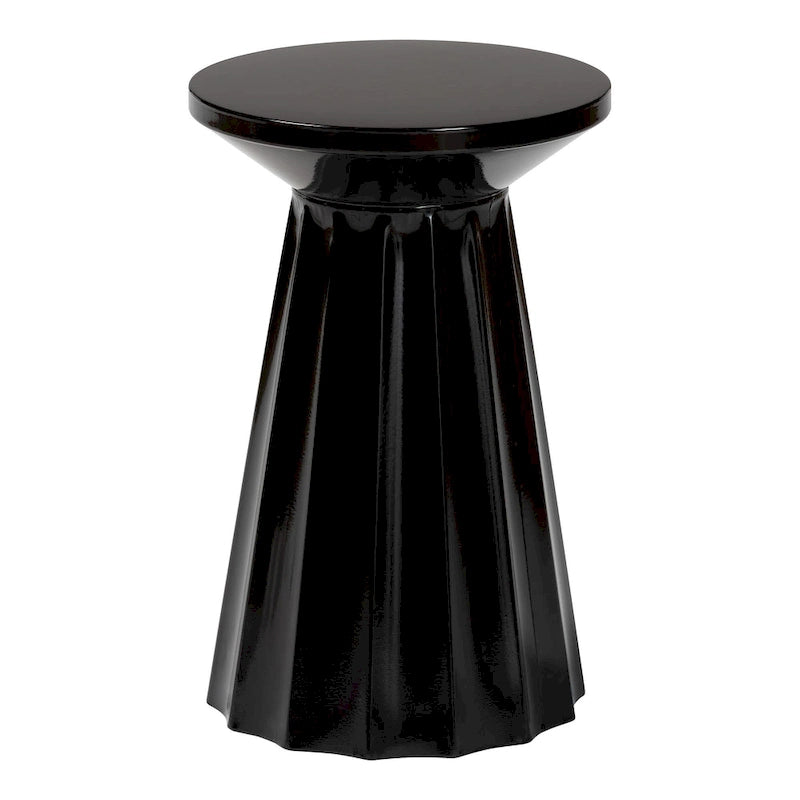 Table d’appoint ronde moderne en métal festonné Ulmer, pour intérieur ou extérieur semi-abrité
