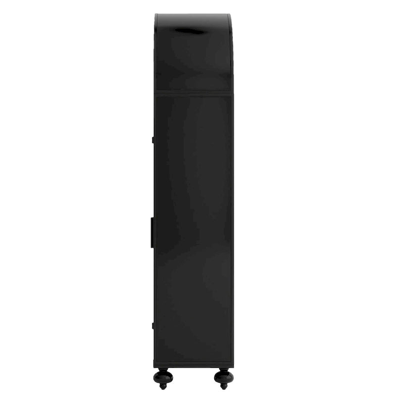 Modern Arched Storage Cabinet with Glass Doors, Open Display Shelves, Kitchen Pantry, Accent Cabinet, Freestanding Bookcase
