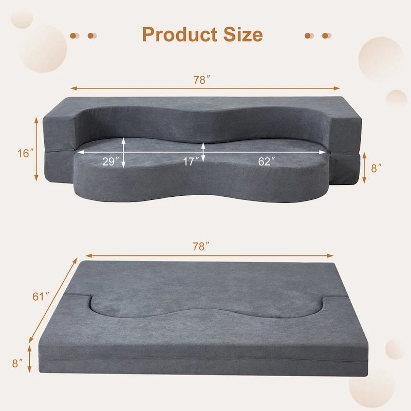 Sofá cama plegable convertible con espuma de alta densidad para sala, habitación de invitados y dormitorio