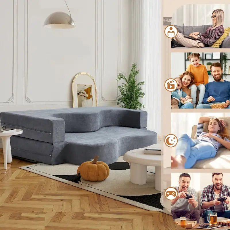 Sofá cama plegable convertible con espuma de alta densidad para sala, habitación de invitados y dormitorio