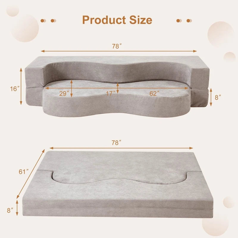 Sofá cama plegable convertible con espuma de alta densidad para sala, habitación de invitados y dormitorio