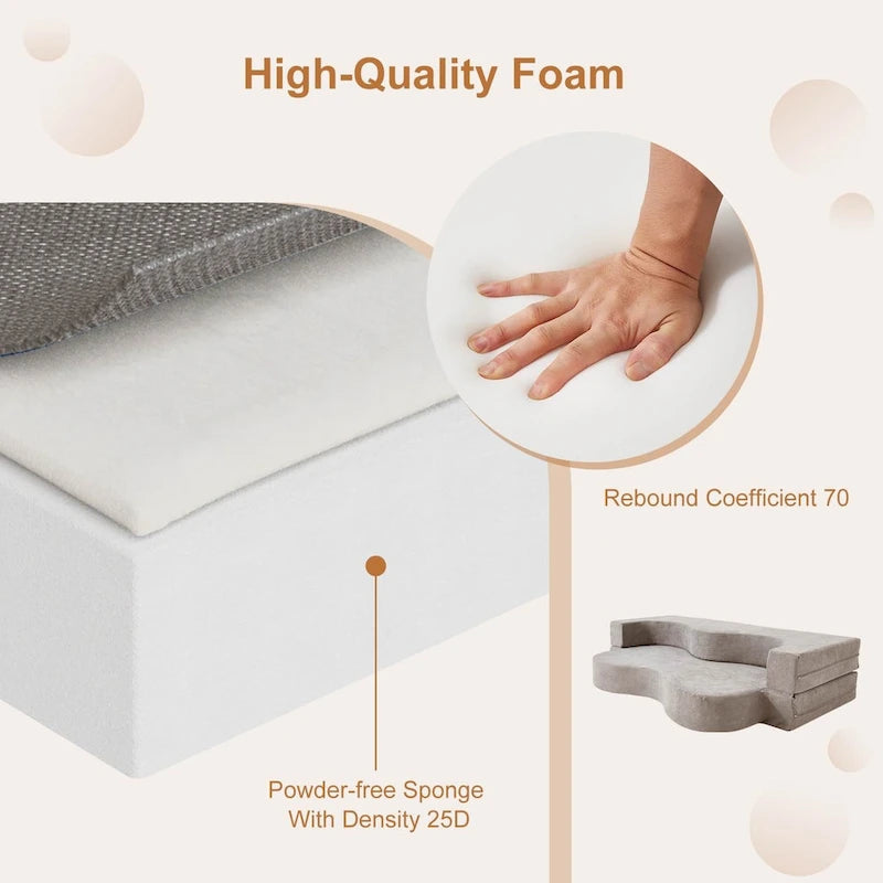 Sofá cama plegable convertible con espuma de alta densidad para sala, habitación de invitados y dormitorio