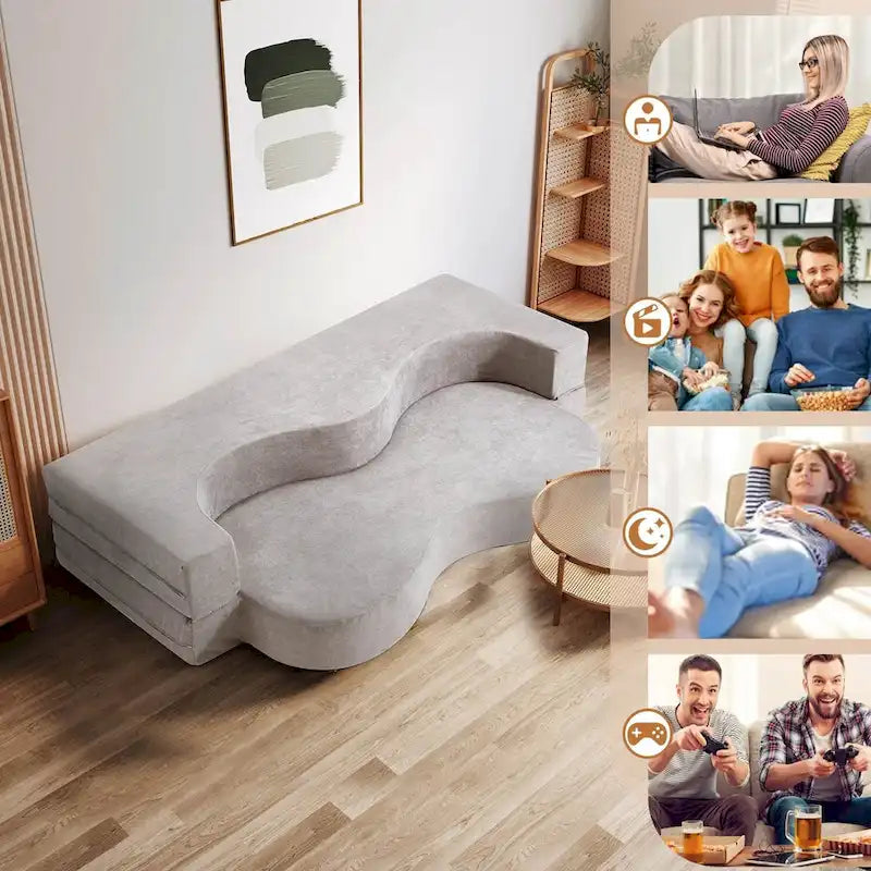 Sofá cama plegable convertible con espuma de alta densidad para sala, habitación de invitados y dormitorio