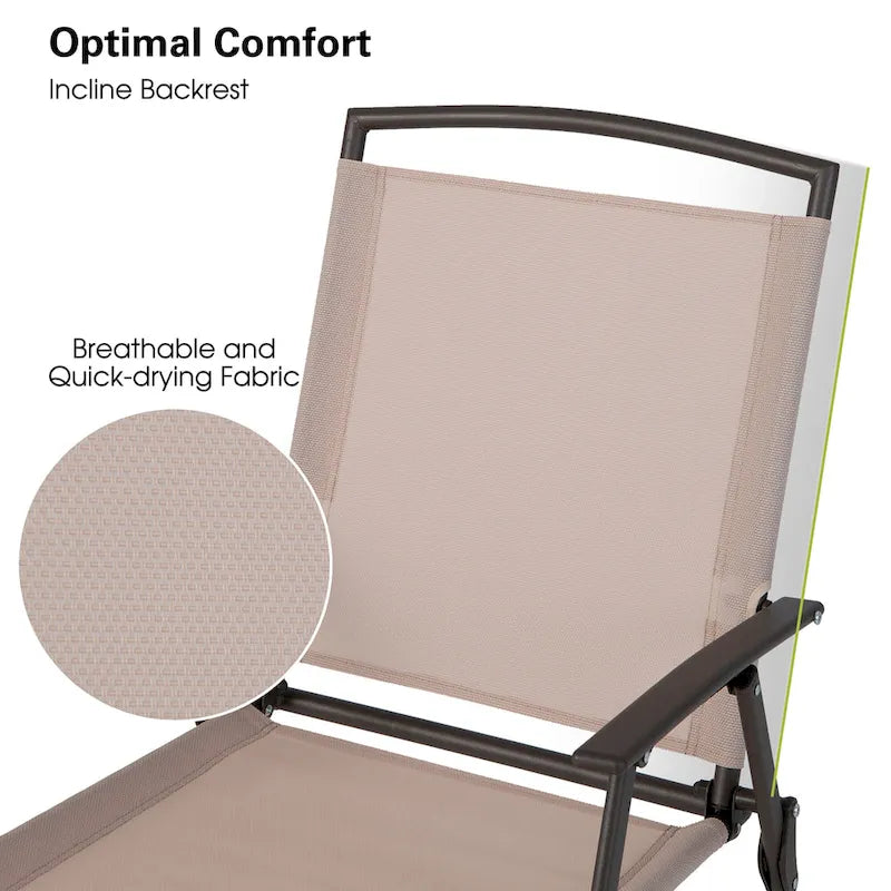 Costway 2-delige inklapbare sling-eetkamerstoelen voor buiten met armleuningen en stalen frame - Bekijk details