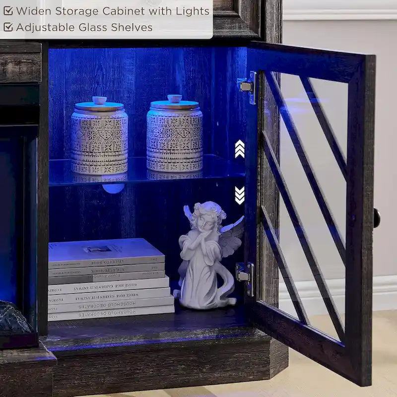 TV-Ständer im Landhausstil mit dreiseitigem Kamin, Entertainment-Center