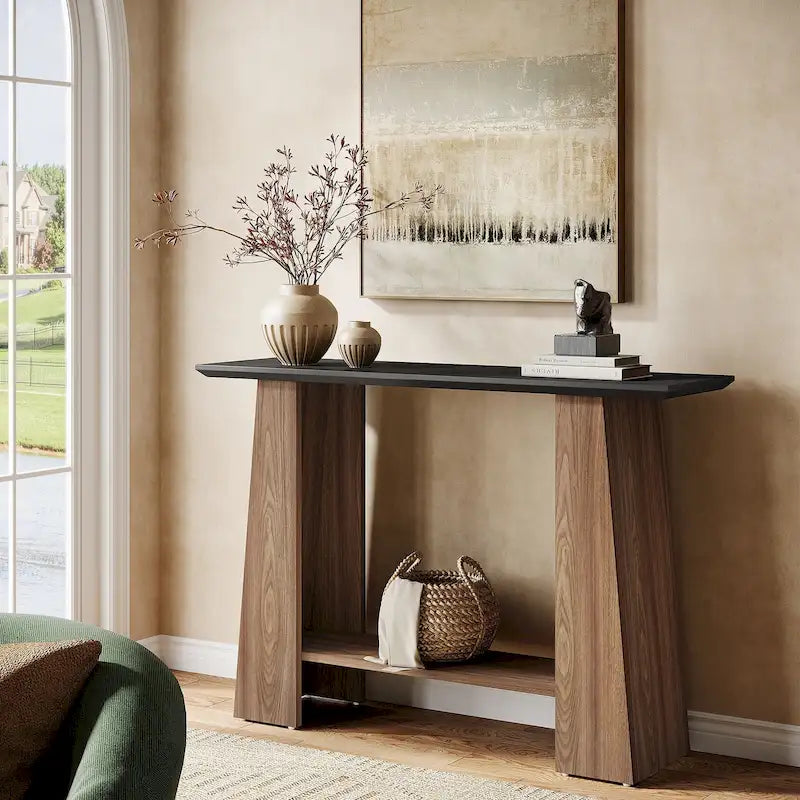 47 smalle houten banktafel met opbergruimte voor kleine woonkamers - 47.24 W x 13.78 D x 35.43 H