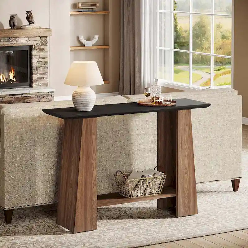 47 smalle houten banktafel met opbergruimte voor kleine woonkamers - 47.24 W x 13.78 D x 35.43 H