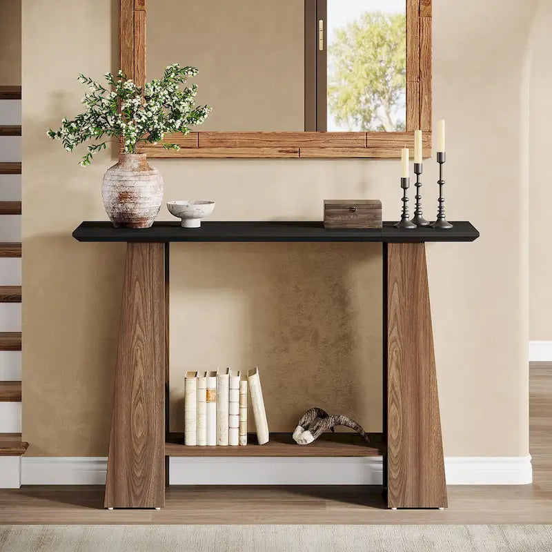 47 smalle houten banktafel met opbergruimte voor kleine woonkamers - 47.24 W x 13.78 D x 35.43 H