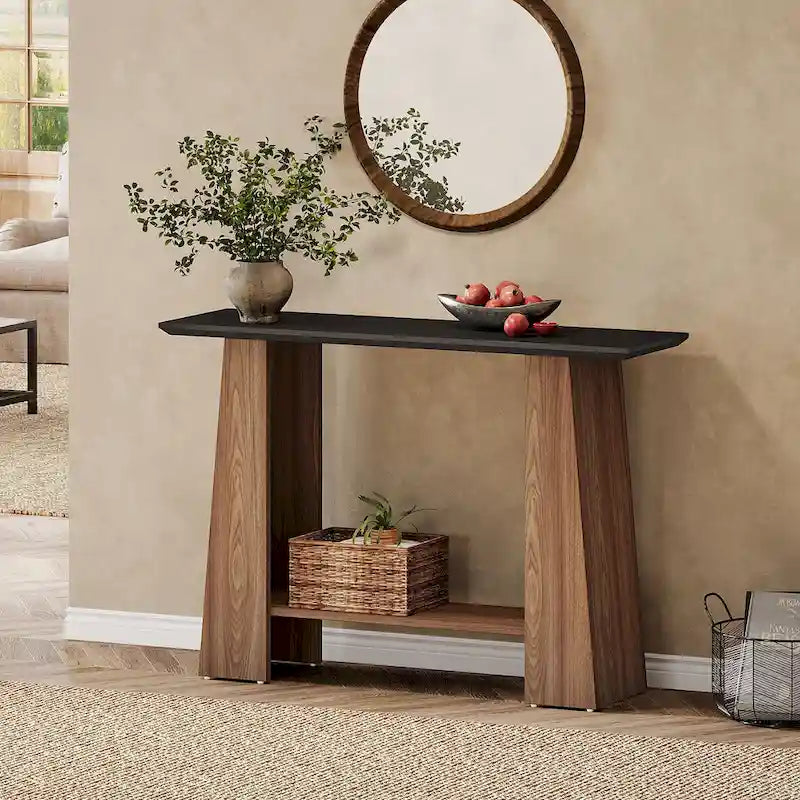 47 smalle houten banktafel met opbergruimte voor kleine woonkamers - 47.24 W x 13.78 D x 35.43 H