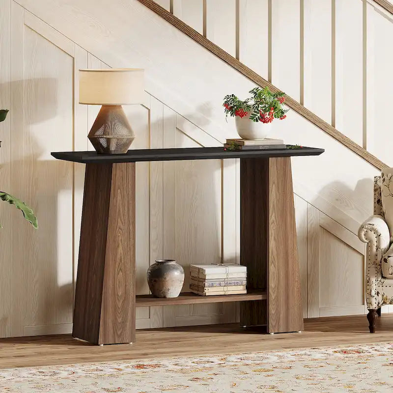 47 smalle houten banktafel met opbergruimte voor kleine woonkamers - 47.24 W x 13.78 D x 35.43 H