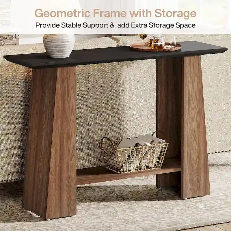 47 smalle houten banktafel met opbergruimte voor kleine woonkamers - 47.24 W x 13.78 D x 35.43 H