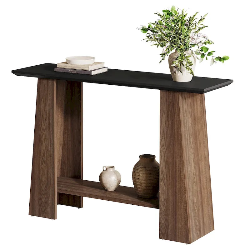 47 smalle houten banktafel met opbergruimte voor kleine woonkamers - 47.24 W x 13.78 D x 35.43 H