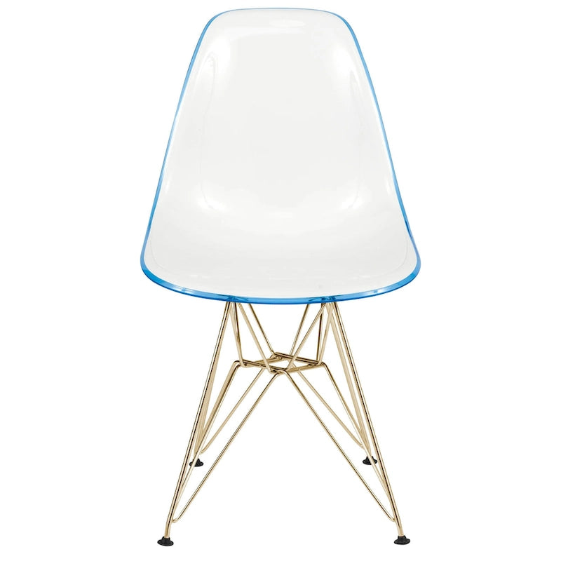 Ensemble de salle à manger de 5 pièces avec table ronde en MDF de 35 et 4 chaises d’appoint en plastique ABS avec pieds en métal doré
