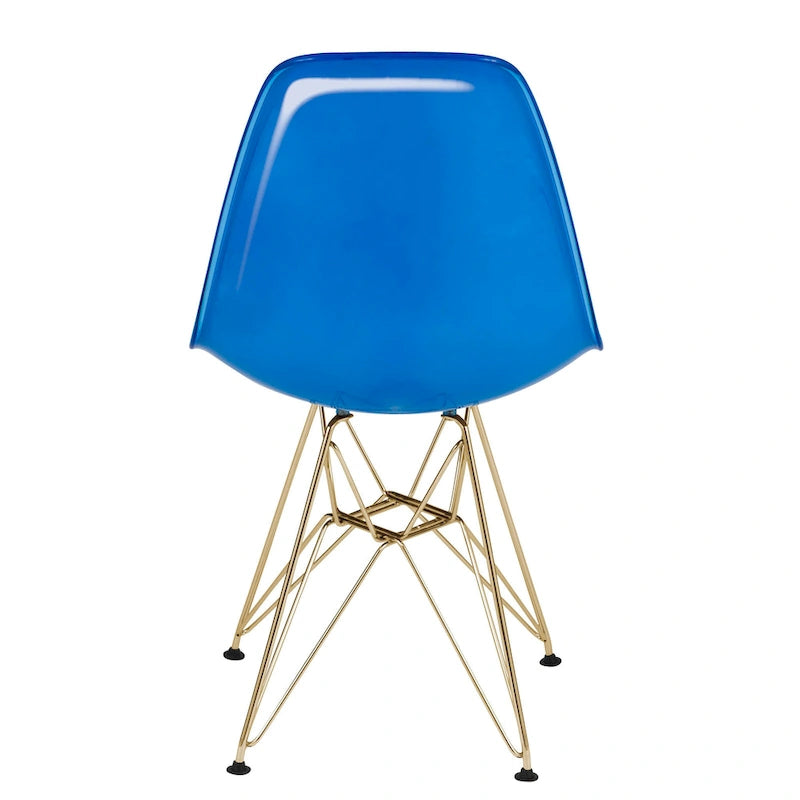 Ensemble de salle à manger de 5 pièces avec table ronde en MDF de 35 et 4 chaises d’appoint en plastique ABS avec pieds en métal doré