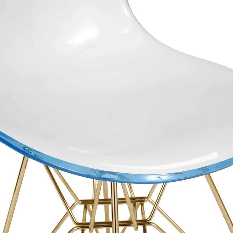 Ensemble de salle à manger de 5 pièces avec table ronde en MDF de 35 et 4 chaises d’appoint en plastique ABS avec pieds en métal doré