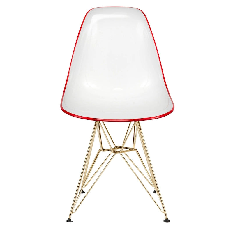 Ensemble de salle à manger de 5 pièces avec table ronde en MDF de 35 et 4 chaises d’appoint en plastique ABS avec pieds en métal doré