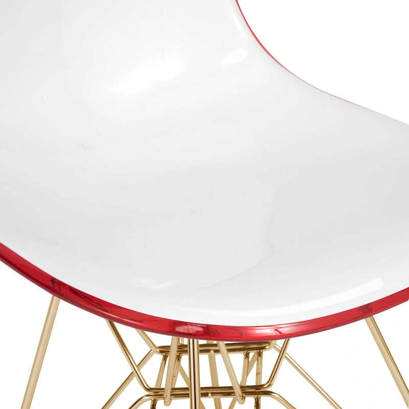 Ensemble de salle à manger de 5 pièces avec table ronde en MDF de 35 et 4 chaises d’appoint en plastique ABS avec pieds en métal doré