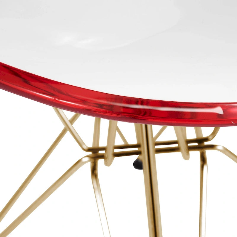 Ensemble de salle à manger de 5 pièces avec table ronde en MDF de 35 et 4 chaises d’appoint en plastique ABS avec pieds en métal doré