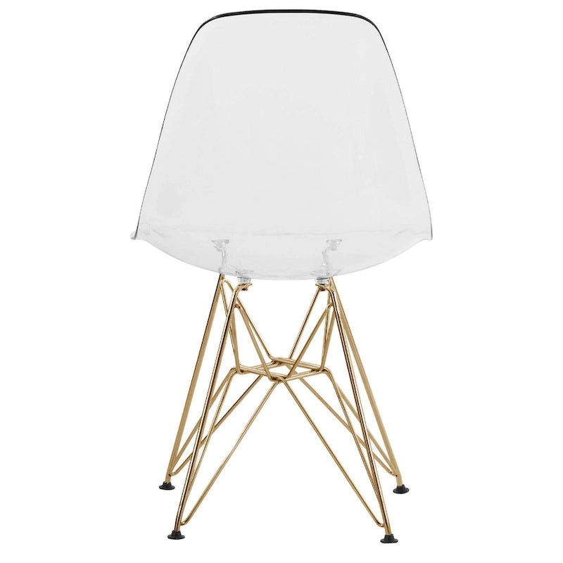 Ensemble de salle à manger de 5 pièces avec table ronde en MDF de 35 et 4 chaises d’appoint en plastique ABS avec pieds en métal doré