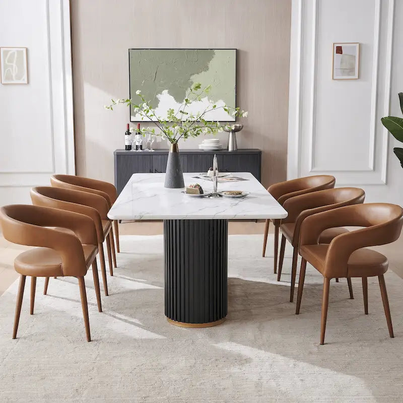 Ensemble de 6 chaises de salle à manger modernes Fort rembourrées en similicuir PU
