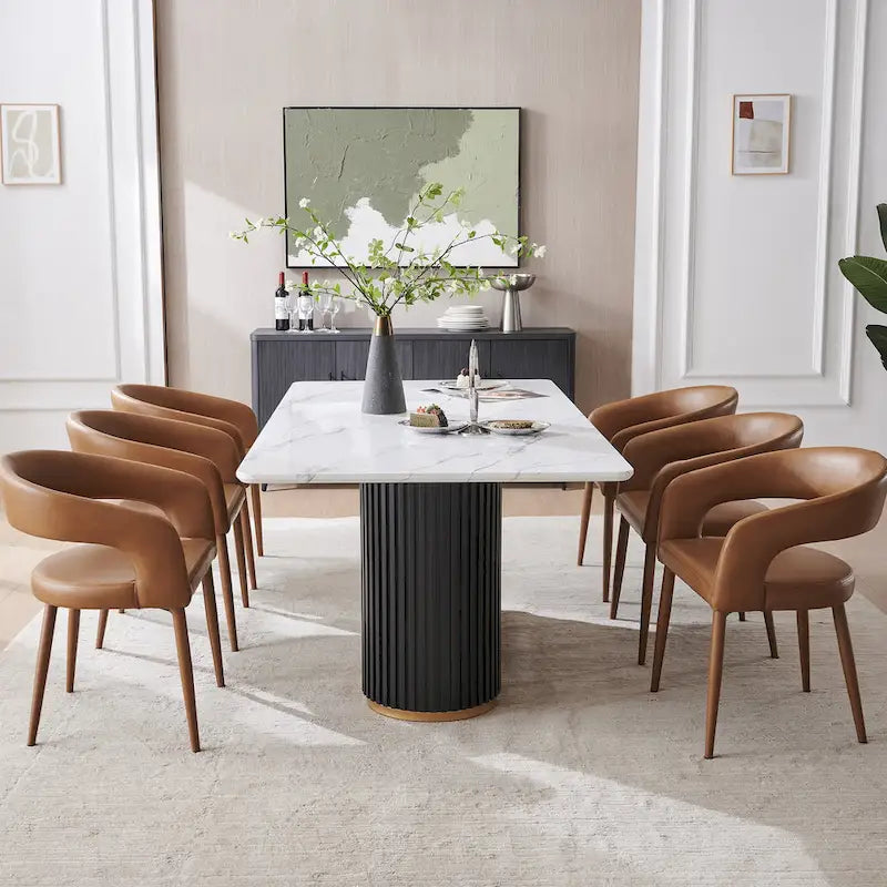 Ensemble de 6 chaises de salle à manger modernes Fort rembourrées en similicuir PU