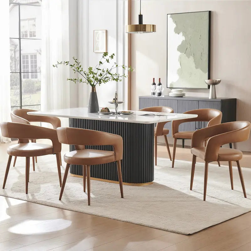 Ensemble de 6 chaises de salle à manger modernes Fort rembourrées en similicuir PU