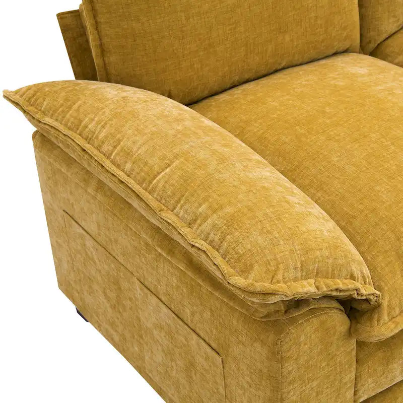 Sofá seccional en forma de L de chenilla 118 con chaise reversible, sofá tipo nube de 5 plazas y almacenamiento en el reposabrazos con cojines