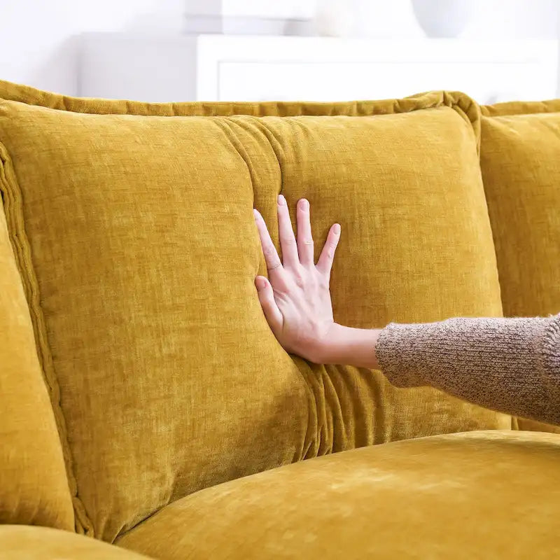 Sofá seccional en forma de L de chenilla 118 con chaise reversible, sofá tipo nube de 5 plazas y almacenamiento en el reposabrazos con cojines