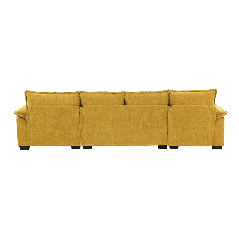 Sofá seccional en forma de L de chenilla 118 con chaise reversible, sofá tipo nube de 5 plazas y almacenamiento en el reposabrazos con cojines