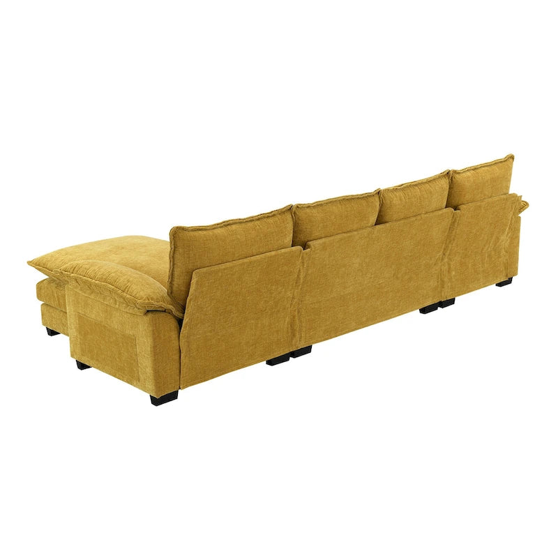 Sofá seccional en forma de L de chenilla 118 con chaise reversible, sofá tipo nube de 5 plazas y almacenamiento en el reposabrazos con cojines