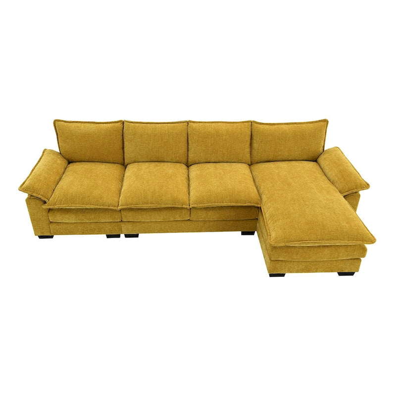 Sofá seccional en forma de L de chenilla 118 con chaise reversible, sofá tipo nube de 5 plazas y almacenamiento en el reposabrazos con cojines